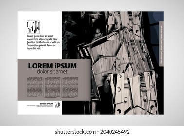 Brochure, ebook or presentation mockup with technology subject ready for use, vector illustration easy to editable