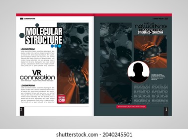 Broschüre, E-Book oder Präsentationen mit einsatzbereitem Technologiefach, leicht zu bearbeitbare Vektorgrafik