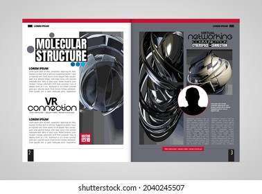 Folleto, libro de edición o simulación de presentación con tema de tecnología listo para su uso, ilustración vectorial fácil de editar