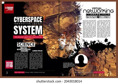 Brochure, ebook or presentation mockup with technology subject ready for use, vector illustration easy to editable