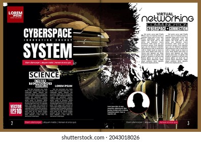 Brochure, ebook or presentation mockup with technology subject ready for use, vector illustration easy to editable