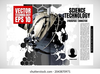 Brochure, ebook or presentation mockup with technology subject ready for use, vector illustration easy to editable