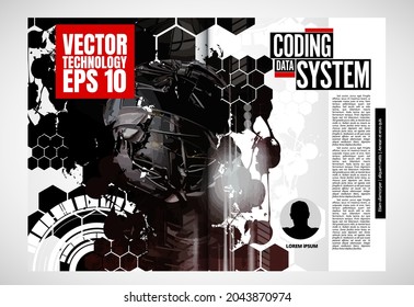 Brochure, ebook or presentation mockup with technology subject ready for use, vector illustration easy to editable