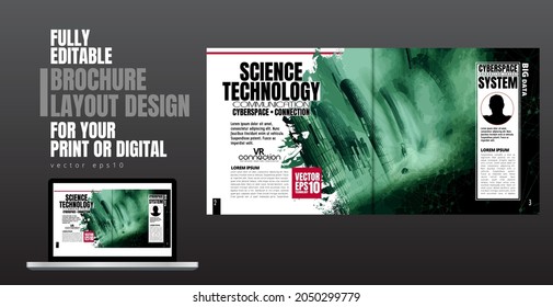 Brochure, ebook or presentation mockup with technology subject ready for use, vector illustration easy to editable