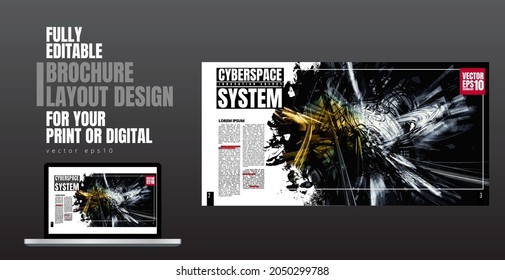 Brochure, ebook or presentation mockup with technology subject ready for use, vector illustration easy to editable