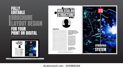 Broschüre, E-Book oder Präsentationen mit einsatzbereitem Technologiefach, leicht zu bearbeitbare Vektorgrafik