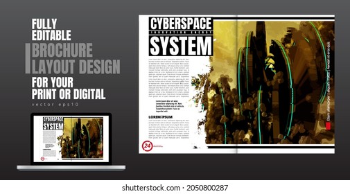 Brochure, ebook or presentation mockup with technology subject ready for use, vector illustration easy to editable