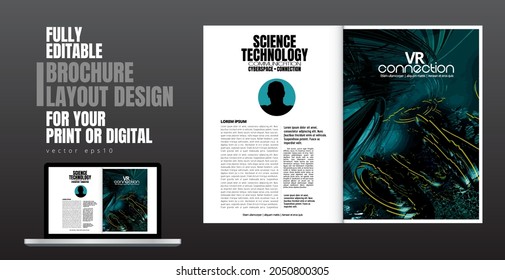 Brochure, ebook or presentation mockup with technology subject ready for use, vector illustration easy to editable