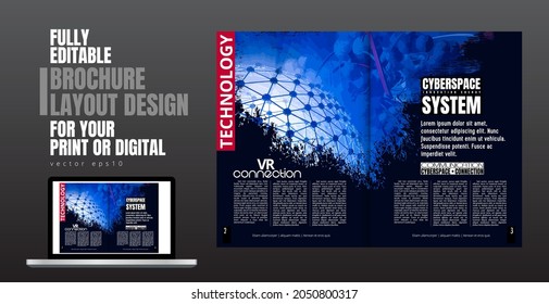 Brochure, ebook or presentation mockup with technology subject ready for use, vector illustration easy to editable