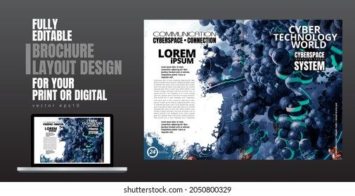 Brochure, ebook or presentation mockup with technology subject ready for use, vector illustration easy to editable