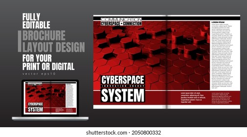 Brochure, ebook or presentation mockup with technology subject ready for use, vector illustration easy to editable