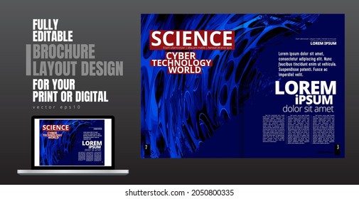 Brochure, ebook or presentation mockup with technology subject ready for use, vector illustration easy to editable