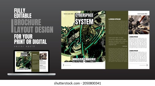 Brochure, ebook or presentation mockup with technology subject ready for use, vector illustration easy to editable