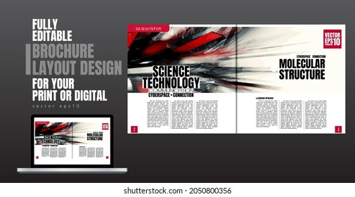 Folleto, libro de edición o simulación de presentación con tema de tecnología listo para su uso, ilustración vectorial fácil de editar