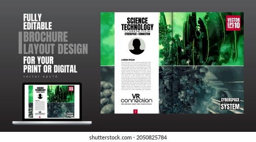 Brochure, ebook or presentation mockup with technology subject ready for use, vector illustration easy to editable