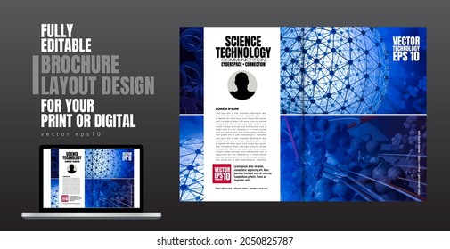 Brochure, ebook or presentation mockup with technology subject ready for use, vector illustration easy to editable