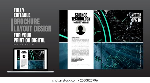 Brochure, ebook or presentation mockup with technology subject ready for use, vector illustration easy to editable