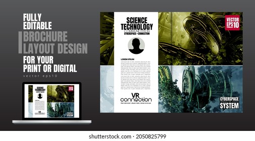 Brochure, ebook or presentation mockup with technology subject ready for use, vector illustration easy to editable