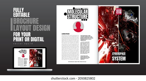 Folleto, libro de edición o simulación de presentación con tema de tecnología listo para su uso, ilustración vectorial fácil de editar