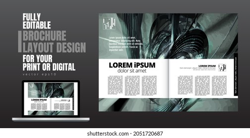 Brochure, ebook or presentation mockup with technology subject ready for use, vector illustration easy to editable