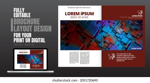 Brochure, ebook or presentation mockup with technology subject ready for use, vector illustration easy to editable