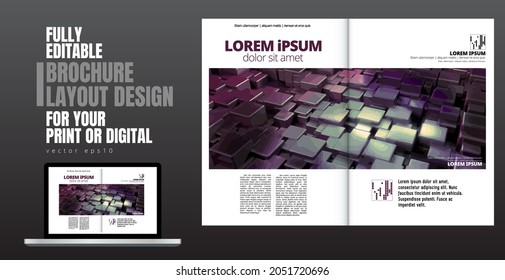 Brochure, ebook or presentation mockup with technology subject ready for use, vector illustration easy to editable