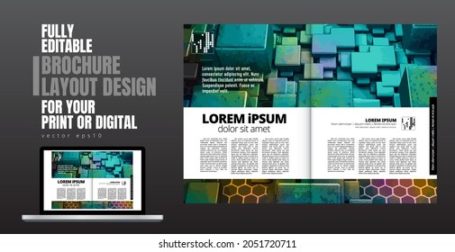 Brochure, ebook or presentation mockup with technology subject ready for use, vector illustration easy to editable