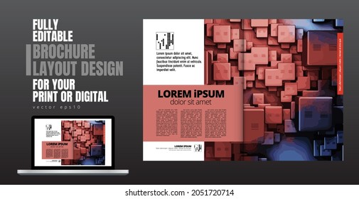 Brochure, ebook or presentation mockup with technology subject ready for use, vector illustration easy to editable