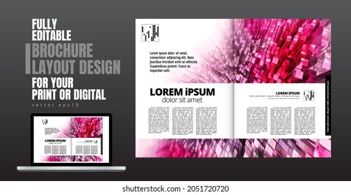 Brochure, ebook or presentation mockup with technology subject ready for use, vector illustration easy to editable