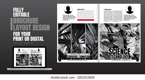 Brochure, ebook or presentation mockup with technology subject ready for use, vector illustration easy to editable