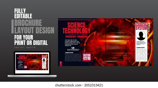 Brochure, ebook or presentation mockup with technology subject ready for use, vector illustration easy to editable