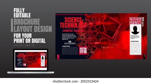 Brochure, ebook or presentation mockup with technology subject ready for use, vector illustration easy to editable