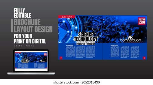 Brochure, ebook or presentation mockup with technology subject ready for use, vector illustration easy to editable