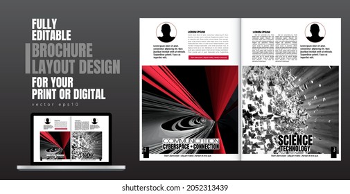 Brochure, ebook or presentation mockup with technology subject ready for use, vector illustration easy to editable