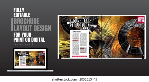 Folleto, libro de edición o simulación de presentación con tema de tecnología listo para su uso, ilustración vectorial fácil de editar