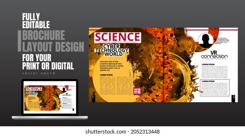 Brochure, ebook or presentation mockup with technology subject ready for use, vector illustration easy to editable