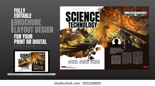 Brochure, ebook or presentation mockup with technology subject ready for use, vector illustration easy to editable