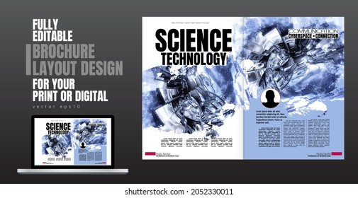 Brochure, ebook or presentation mockup with technology subject ready for use, vector illustration easy to editable