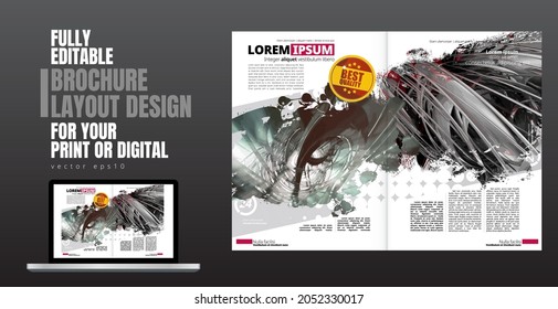 Brochure, ebook or presentation mockup with technology subject ready for use, vector illustration easy to editable