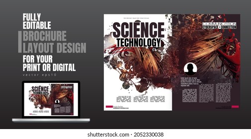 Brochure, ebook or presentation mockup with technology subject ready for use, vector illustration easy to editable