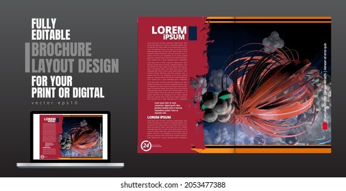 Brochure, ebook or presentation mockup with technology subject ready for use, vector illustration easy to editable