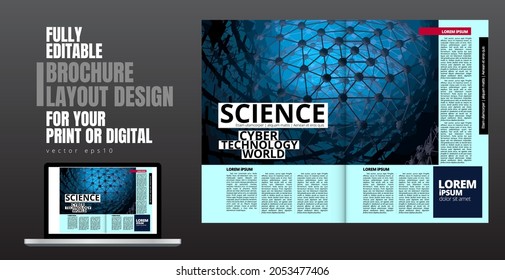 Brochure, ebook or presentation mockup with technology subject ready for use, vector illustration easy to editable
