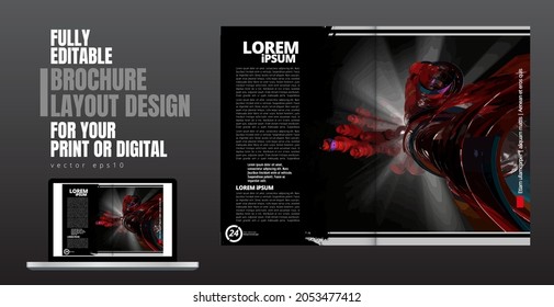 Folleto, libro de edición o simulación de presentación con tema de tecnología listo para su uso, ilustración vectorial fácil de editar