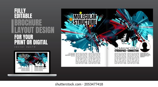 Brochure, ebook or presentation mockup with technology subject ready for use, vector illustration easy to editable