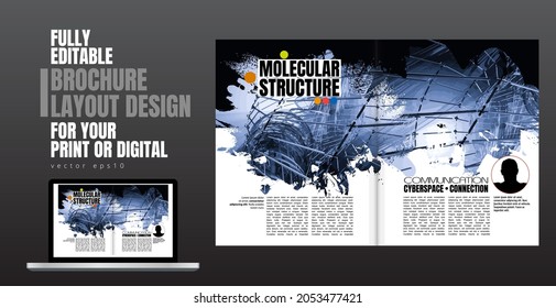 Brochure, ebook or presentation mockup with technology subject ready for use, vector illustration easy to editable