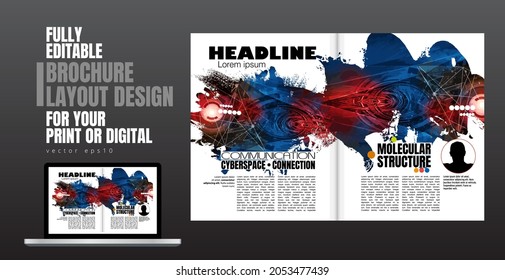 Brochure, ebook or presentation mockup with technology subject ready for use, vector illustration easy to editable