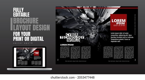 Brochure, ebook or presentation mockup with technology subject ready for use, vector illustration easy to editable