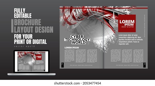 Brochura, e-book ou maquete de apresentação com tema de tecnologia pronto para uso, ilustração vetorial fácil de editar
