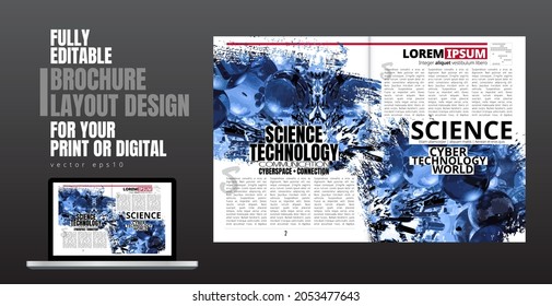 Brochure, ebook or presentation mockup with technology subject ready for use, vector illustration easy to editable