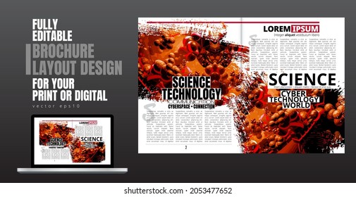 Brochure, ebook or presentation mockup with technology subject ready for use, vector illustration easy to editable